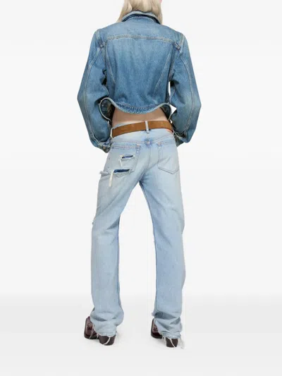 Acne Studios Wavy-construction Buttoned Denim Jacket In Blue