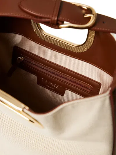 Twinset Structured Bucket Bag In Neutral