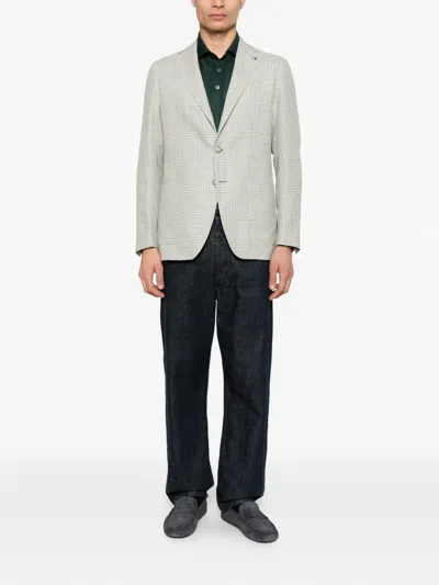 Tagliatore Check-pattern Blazer In Gray