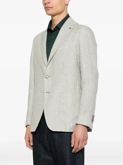 Tagliatore Check-pattern Blazer In Gray