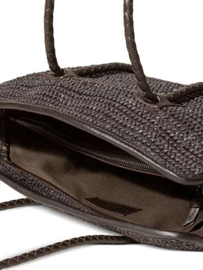 Hereu Leather-framed Raffia Shoulder Bag In Brown