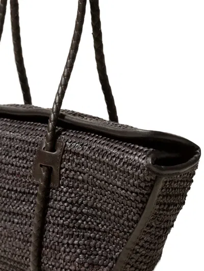 Hereu Leather-framed Raffia Shoulder Bag In Brown