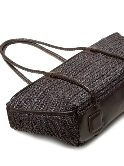 Hereu Leather-framed Raffia Shoulder Bag In Brown