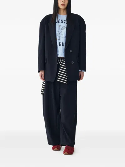 Tomboy Buttoned Maxi Blazer In Blue