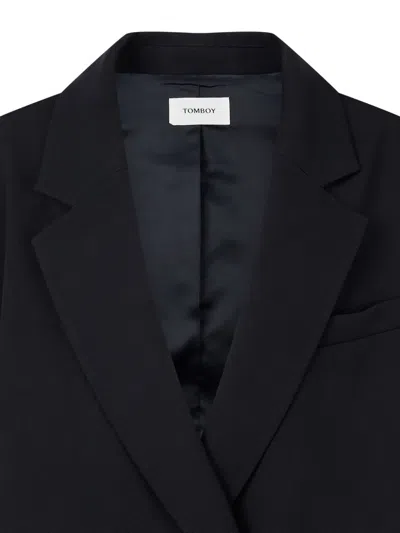 Tomboy Buttoned Maxi Blazer In Blue