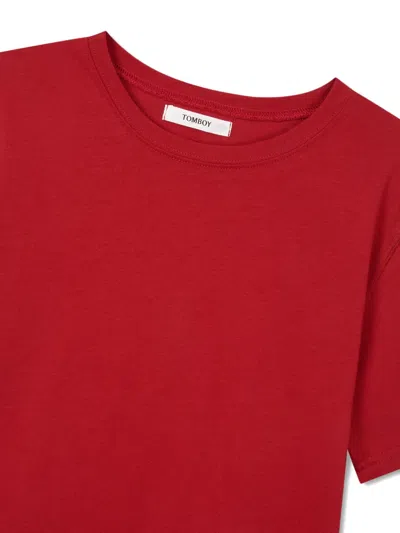 Tomboy Basic Drop-shoulder T-shirt In Red