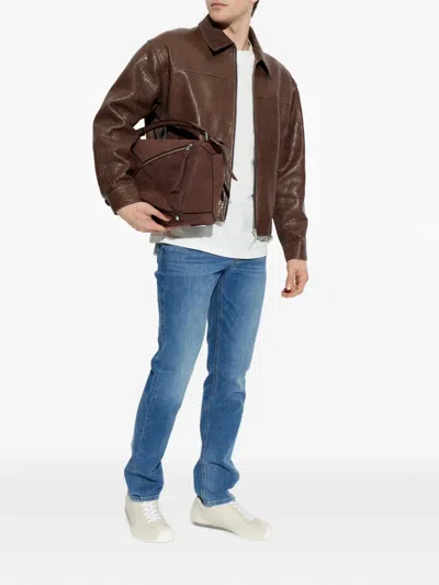 Frame Leather Bomber Jacket In Brown