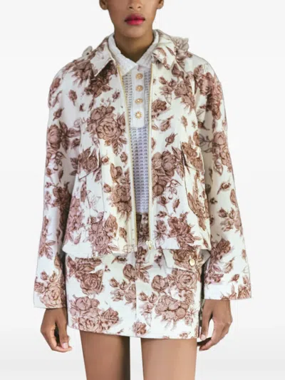 Cara Cara Wayne Floral-pattern Mini Skirt In White