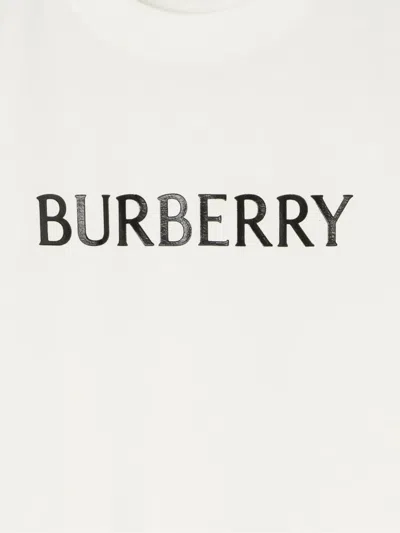Burberry Ribbed Cotton Jersey T-shirt With Logo Print In Neutral