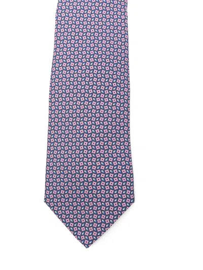 Canali Patterned Tie In Purple