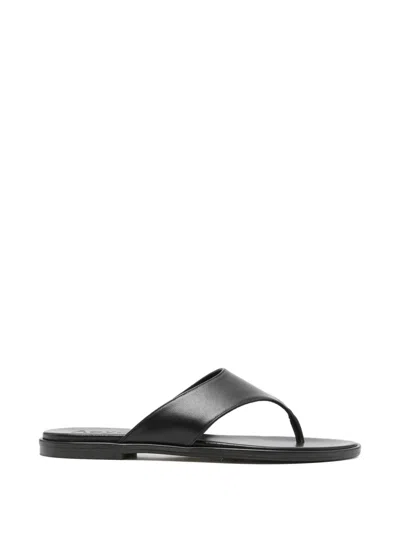 Aeyde Minimalist Wide Strap Toe Post Sandals In Black