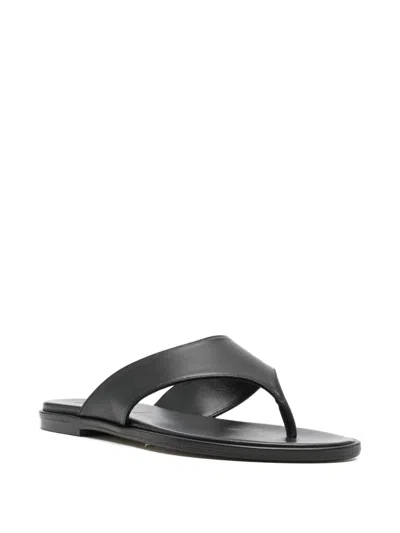 Aeyde Minimalist Wide Strap Toe Post Sandals In Black