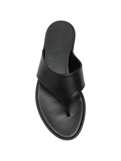 Aeyde Minimalist Wide Strap Toe Post Sandals In Black