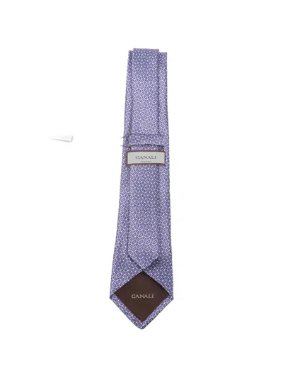 Canali Patterned Tie In Blue