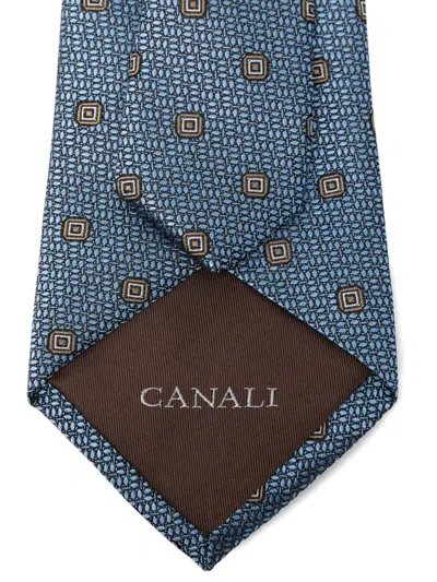 Canali Patterned Tie In Blue