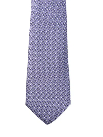 Canali Patterned Tie In Blue
