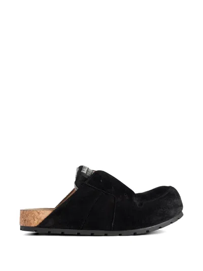 Balenciaga Dumbo Sabot In Distressed Suede Calfskin Men In Black