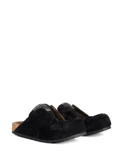 Balenciaga Dumbo Sabot In Distressed Suede Calfskin Men In Black