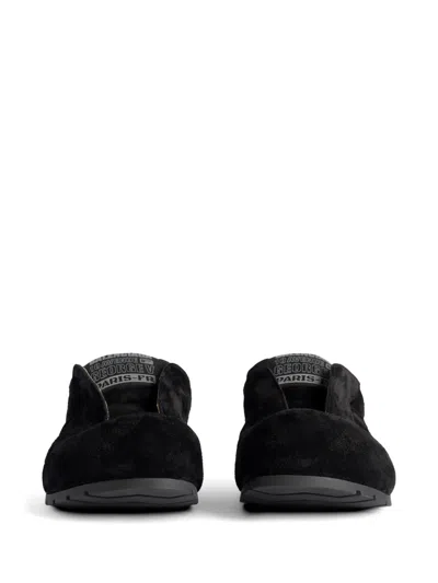 Balenciaga Dumbo Sabot In Distressed Suede Calfskin Men In Black