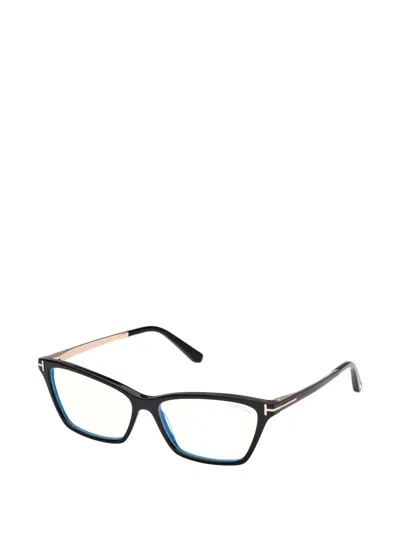 Tom Ford Ft6135-b Rectangular Acetate Eyeglasses In Black