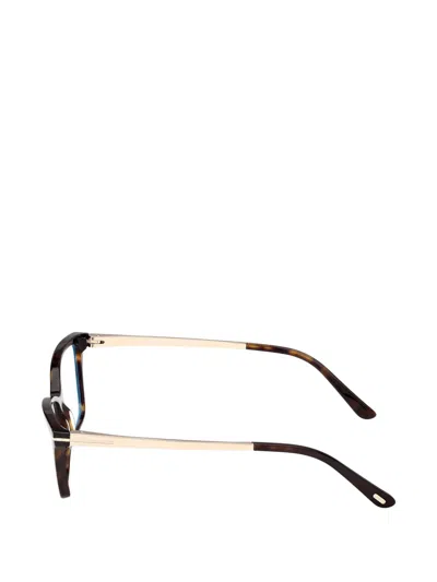 Tom Ford 56mm Blue Block Rectangular Eyeglasses In Brown