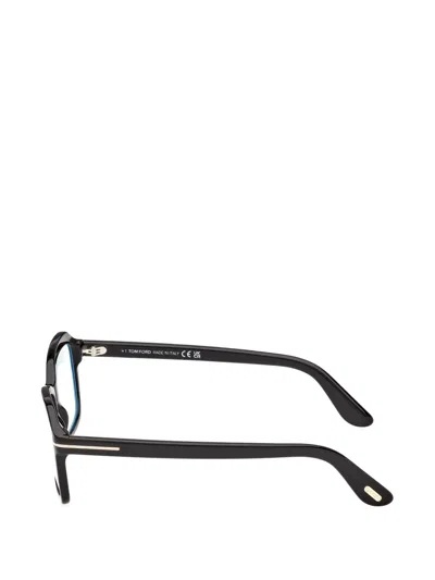 Tom Ford 54mm Blue Block Rectangular Eyeglasses In Black