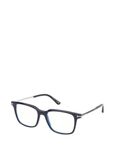 Tom Ford 53mm Rectangular Blue Light Blocking Glasses In Black