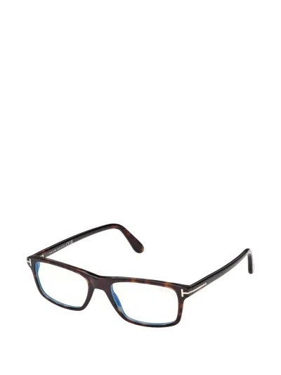 Tom Ford 53mm Rectangular Blue Light Blocking Glasses In Brown
