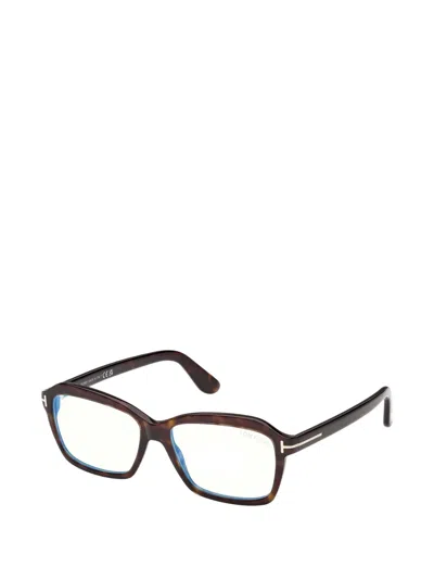 Tom Ford 54mm Rectangular Optical Glasses In Brown