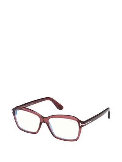 Tom Ford 54mm Blue Block Rectangular Eyeglasses In Purple