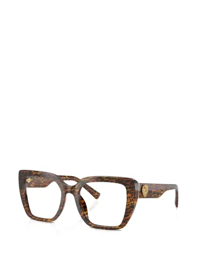Dolce & Gabbana Square-frame Animal-print Glasses In Brown