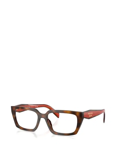 Prada Square Frame Glasses In Orange