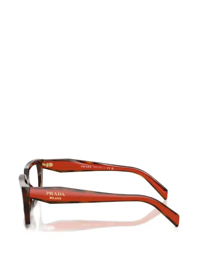 Prada Square Frame Glasses In Orange