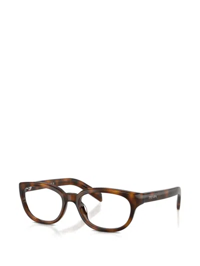 Prada Geometric Frame Glasses In Green