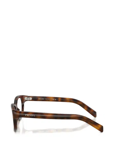 Prada Geometric Frame Glasses In Green