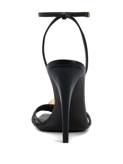 Giuseppe Zanotti Sunset Glow Rhinestone Brooch Strappy Leather Sandals In Black