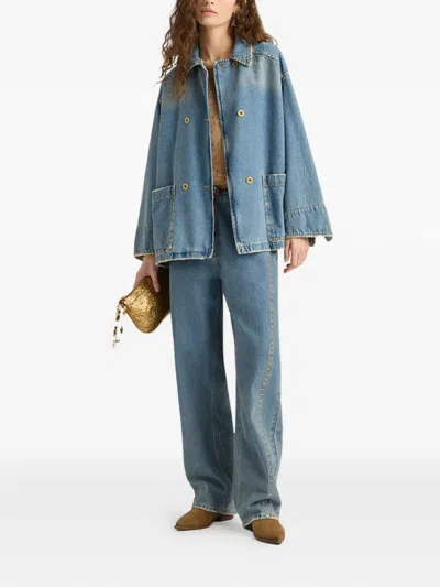 Momoní Stud-embellished Double-breasted Jacket In Blue