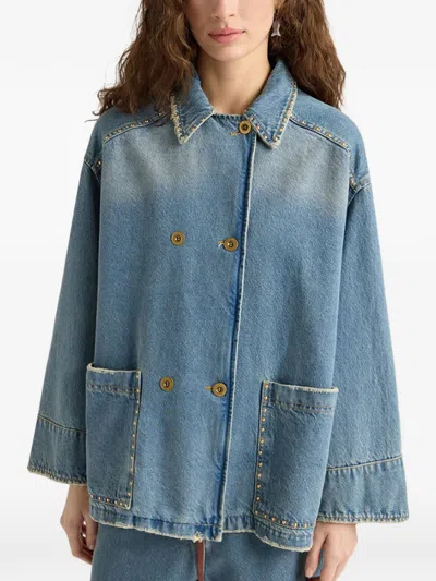 Momoní Stud-embellished Double-breasted Jacket In Blue