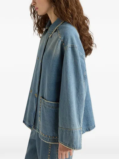 Momoní Stud-embellished Double-breasted Jacket In Blue
