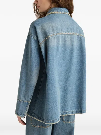 Momoní Stud-embellished Double-breasted Jacket In Blue