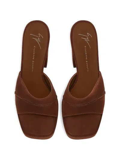 Giuseppe Zanotti 115mm Suede Platform Slide Sandals In Brown