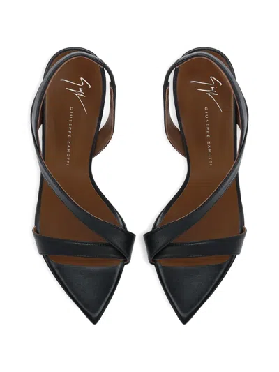 Giuseppe Zanotti 90mm Leather Pointed-toe Sandals In Black