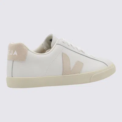 Veja White And Pink Leather Esplar Logo Sneakers