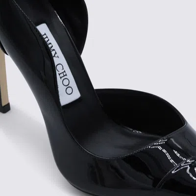 Jimmy Choo Brigitte Black Pumps With Thin Heel In Shiny Leather Woman