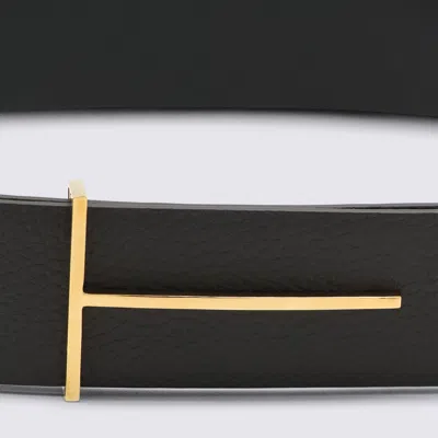 Tom Ford Crocodile-effect Logo Belt In Black