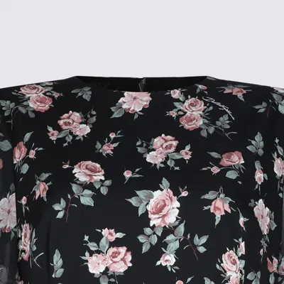 Dolce & Gabbana Women Black Dress With Round Neckline And All-over Floral Motif In Silk Blend Woman