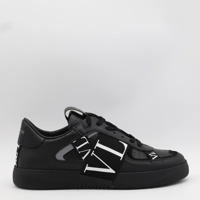 Valentino Garavani Black Calf Leather Bos Taurus Low Top Sneakers