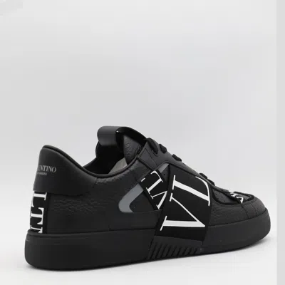 Valentino Garavani Black Calf Leather Bos Taurus Low Top Sneakers