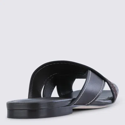 Tod's Flat Leather Sandals With Crossed Straps Shoes In Brown