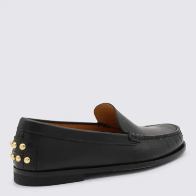 Tod's Black Loafers With Embossed Logo And Stud Details On The Back In Leather Woman
